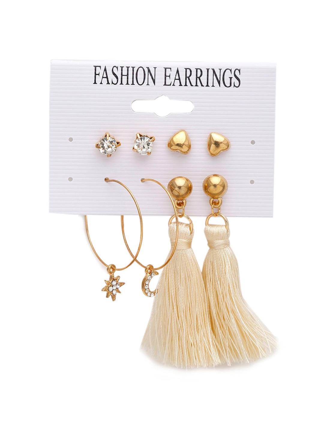 Set of 5 Gold-Toned Contemporary Studs Earrings